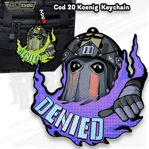 AQzxdc Cod 16 Konig keychain Call of Duty COD 20 Konig Refused to Request Label Keychain Universal Peripheral Pendant