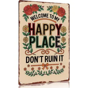 Vintage metal sign "Welcome to My Happy Place Don't Ruin It" Metal Tin Sign Wall Decor Poster