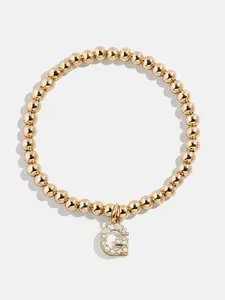 Gold/Pavé Dangle Charm Initial Pisa Bracelet  - G