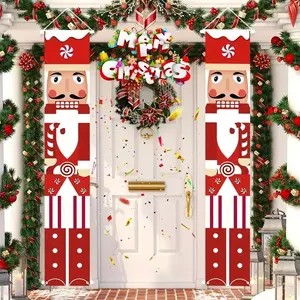 Festive Christmas Nutcracker Door Banners, Polyester Entryway Decorations, Perfect for Holiday Celebrations, Winter Home & Party Décor