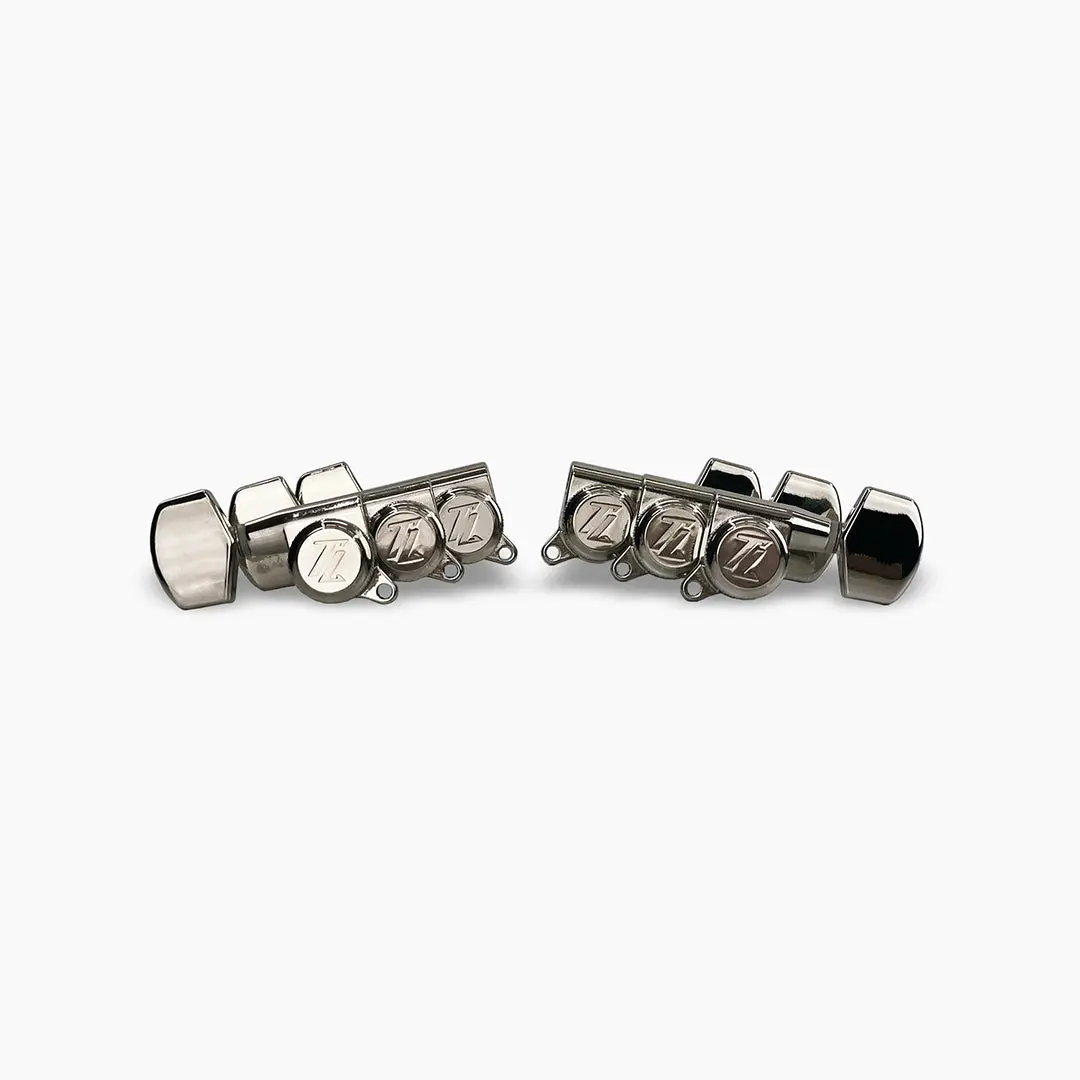 Allparts Top Lock Modern 3x3 Mid-Size Locking Tuning Keys with Screw-In Bushings and Metal Hex Buttons - (set of 6)