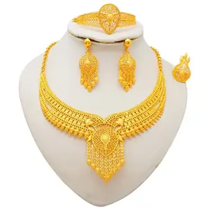 Dubai 24K Gold-Plated Jewelry Set – African Women’s Banquet & Wedding Necklace Set