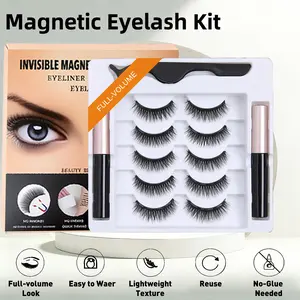 Magnetic Eyelash Kit No Glue Full Volume Dramatic Magnetic Lashes C Curl Reusable False Eyelashes with Magnetic Eyeliner Easy Apply Beginner Friendly Lightweight Comfortable Lash Glam Makeup Long Lasting Waterproof Cosmetic