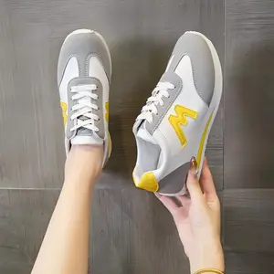 Retro Grey & Yellow Sneakers for Women | Lightweight Casual Walking Shoes,Retro / Vintage / Color-Block / Lightweight / Comfy / All-Day Wear/#ComfyShoes #EverydaySneakers #AllMatchShoes #WomensFashion Multifunctional Footwear air force 1 skechers