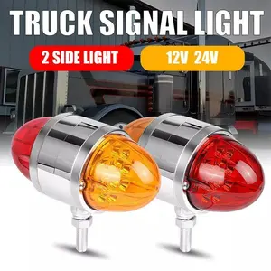 2 x LED Semi Truck Trailer Fender Lights | Dual Face Red/Amber Marker Turn Signal Lamps | Waterproof Side Clearance Lights for Semi Truck RV Trailer