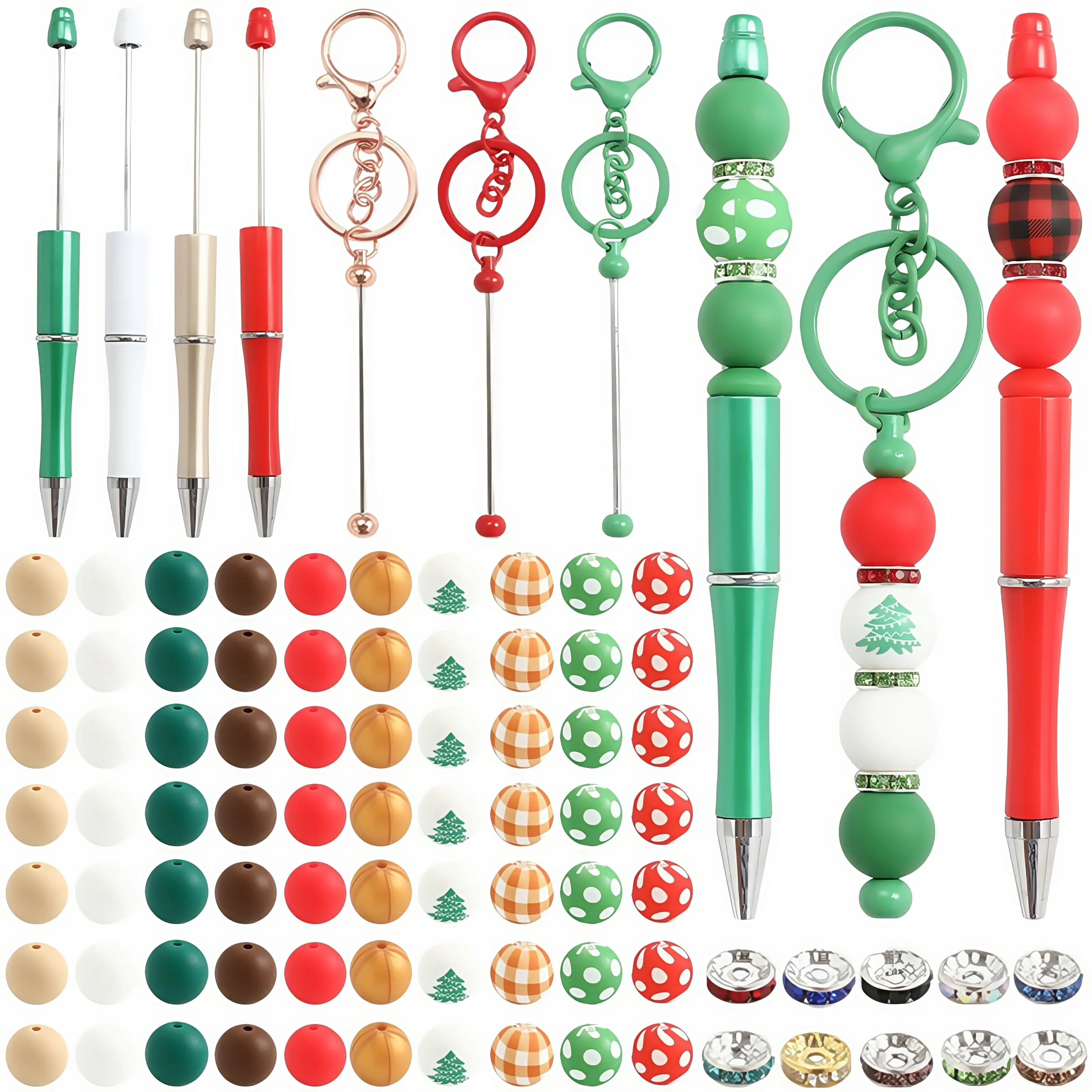 114pcs-Christmas-themed silicone bead set, suitable for Christmas gifts, DIY keychains, handmade gifts, handmade jewelry, Jinmei's festive gifts, DIY accessories