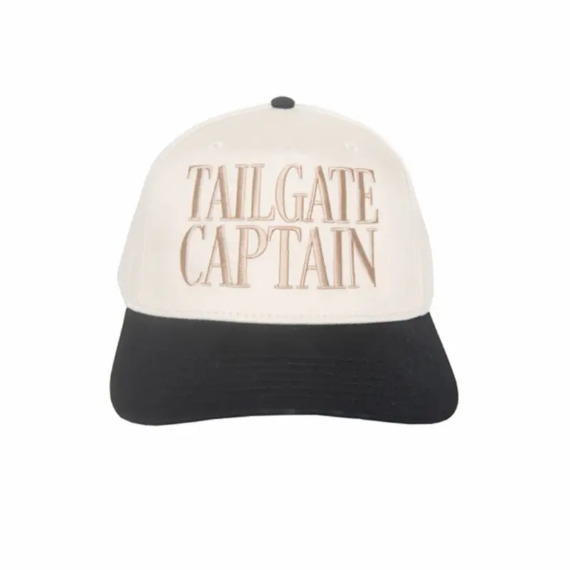 Tailgate Captain trucker hat- Cream & Black Adjustable Hat for Sports Fans