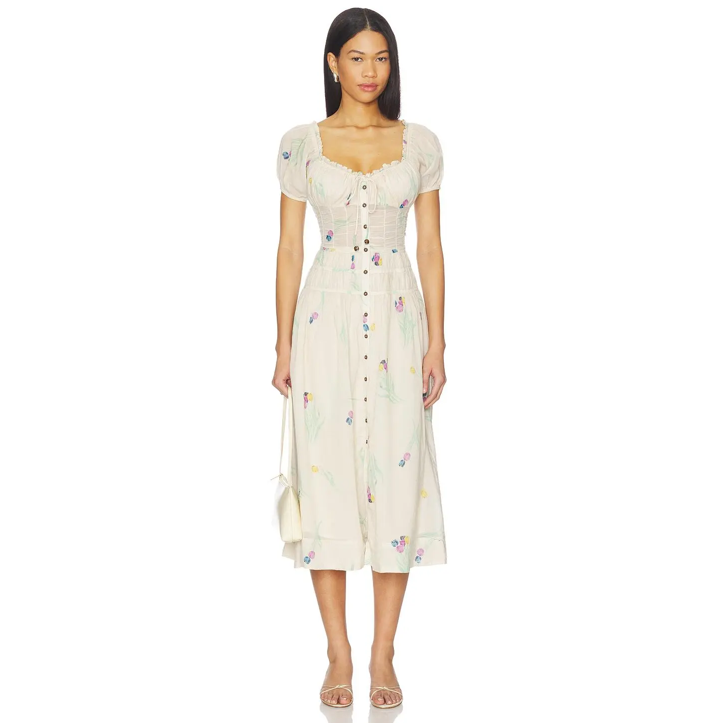 Free People Complete Me Midi Dress in Tea Combo