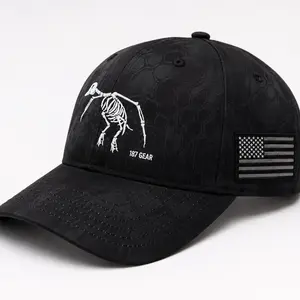 187 Gear Black Kryptek Camo Duck Skeleton Hat Hunting Cap American Flag