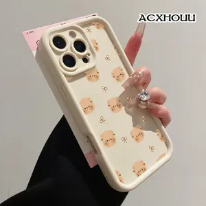 Case for iPhone 17 16 E Pro Max 15 Plus 14 13 12 11 XS XR Cozy Bear Bow TPU Silicone Rugged Durable Shockproof Protective Cover