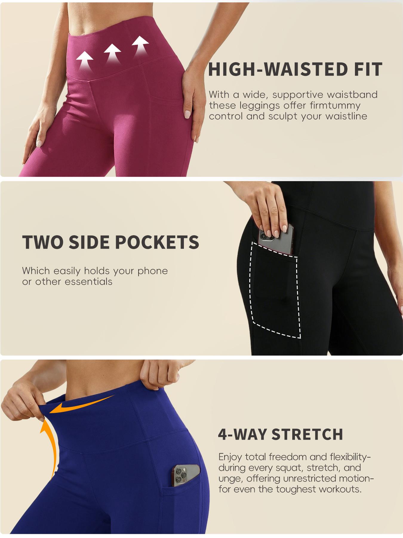 4-Pack High-Waisted Pocket Capri Pants Tummy Control Sheer-Resistant 7/8 Yoga Pants for Women Workouts Outdoor Activities Spring Fall Collection