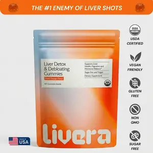 Livera Debloat & Liver Detox Gummies: Daily Digestive & Liver Support with Milk Thistle, Dandelion & Ginger | Sugar-Free, Vegan, Organic, Orange Flavor