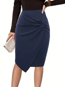 Women's High Waist Elastic Pencil Skirt, Office Business Solid Color Skirt, Fashion Casual Elegance High Waist A-Line Half Skirt