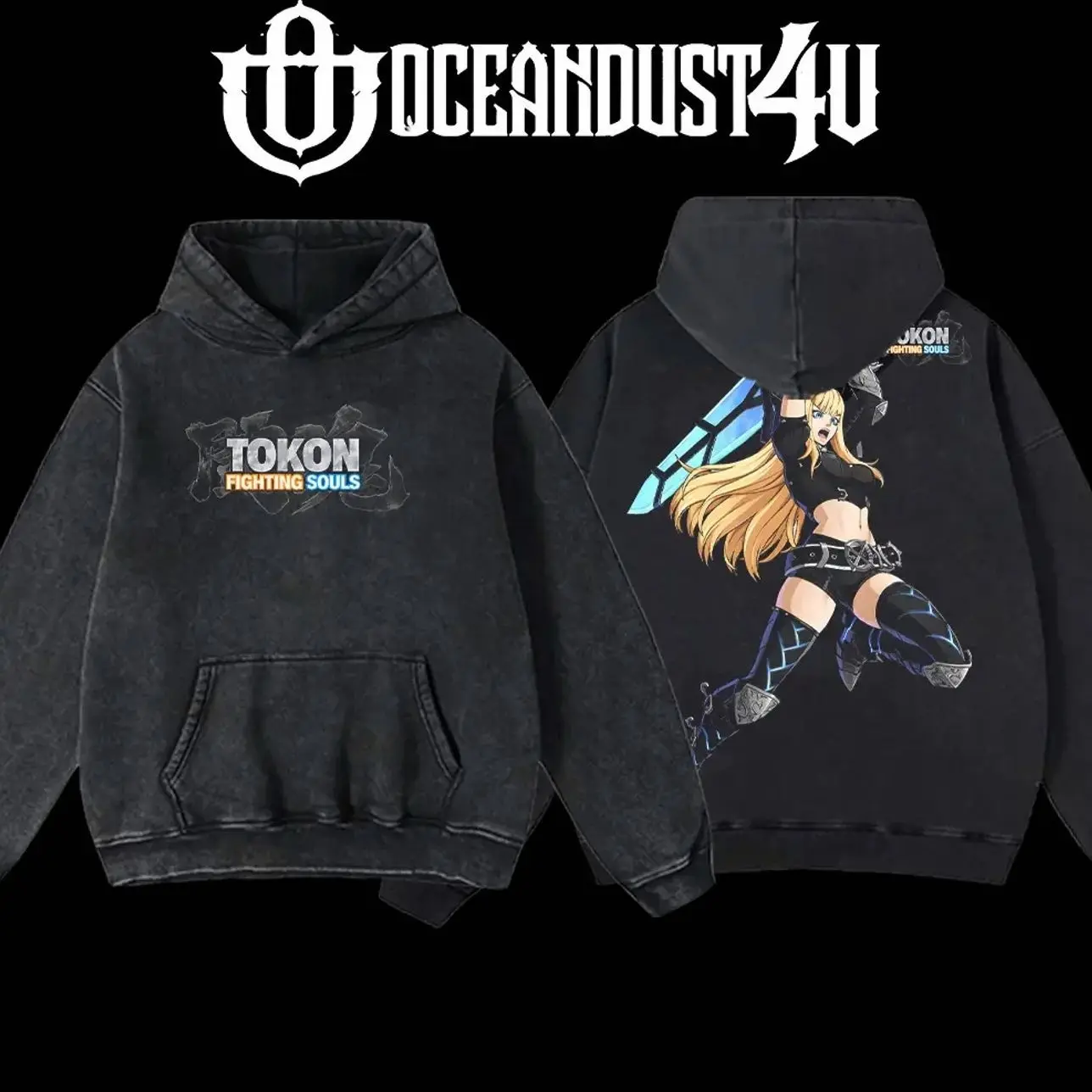OceanDust4U Tokon Fighting Souls "Magik" Men's Oversized Cotton Hoodie - Menswear Classic Top, Unisex Apparel XDJ