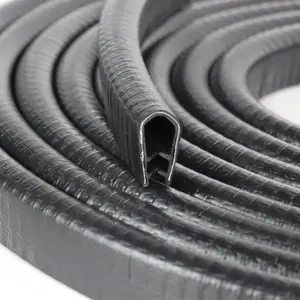 Rubber Edge Trim, U Channel Edge Trim with Metal Clips Edge Guard Protector, PVC Rubber Seal Strip for Sheet Metal, Car Doors, Hatches, Table Corners, Fit /" to /"(.mm.mm), Ft, Black