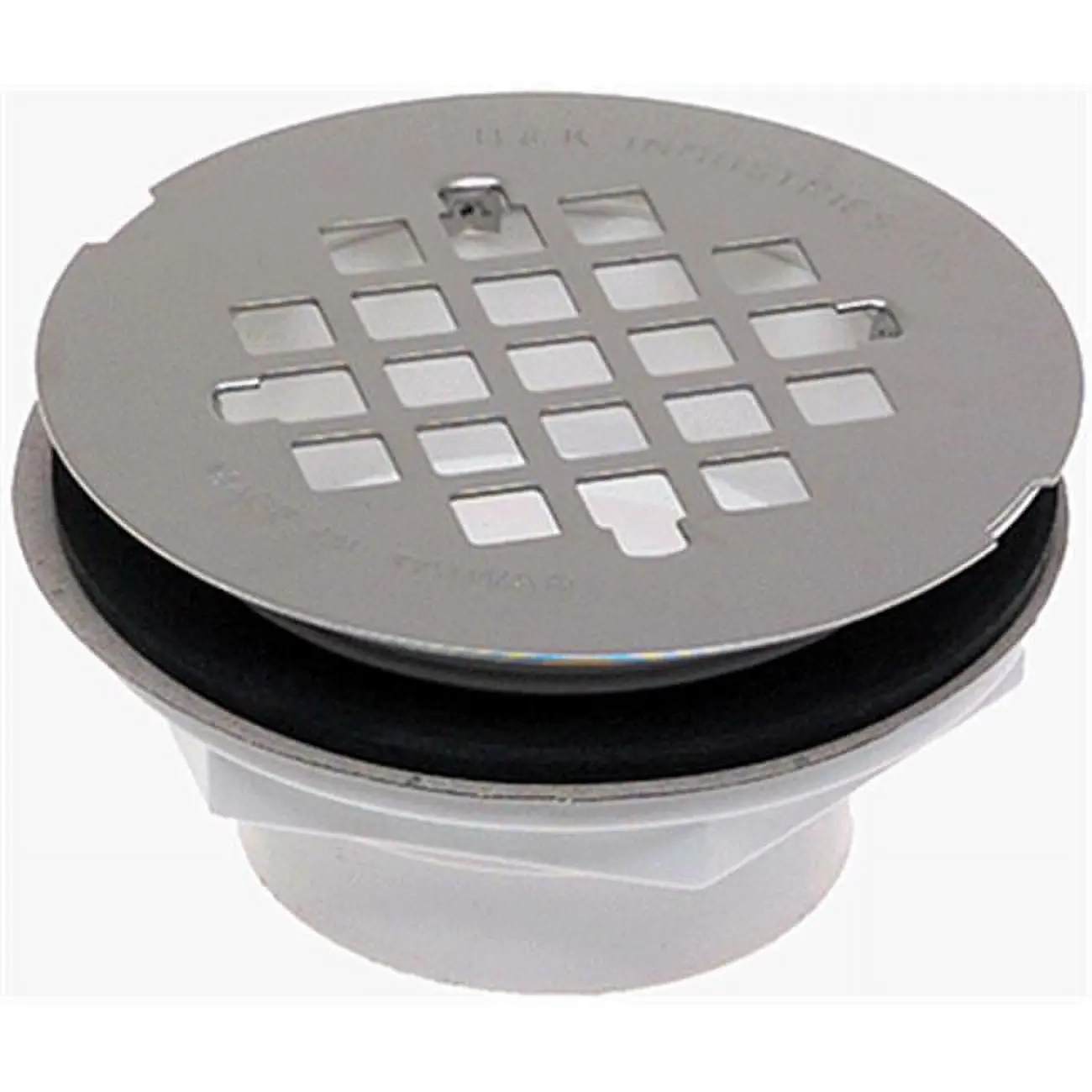 212 MAIN 2-Inch PVC Shower Drain - Round Grid Top, Solvent Welds Connection, Smooth Curvy Design Bathroom Fixture Accessory