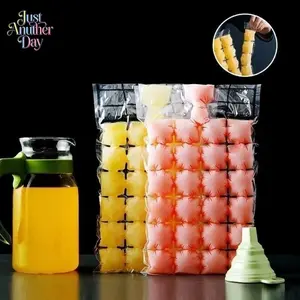 50Pcs  lce Cube Bags Disposable +Free Water Funnel! Self Sealing lce Trays,Leakproof lce Mold for Cooler, Party, CampingLarge Capacity Reusable Cold Packs Utensils