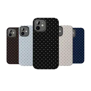 [MAG SAFE] Polka Dot Phone Case – Minimal Cute Aesthetic Protective Cover, Slim Shockproof Design, Matte Grip, Raised Camera & Screen Edges, Scratch-Resistant, Lightweight, Precise Cutouts, Easy Snap-On Fit .Magnetic iPhone Wallet Case with Stand