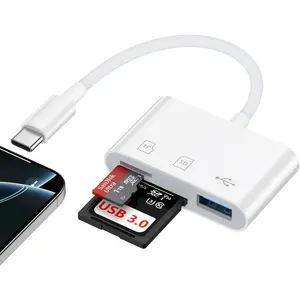 USB C SD Card Reader Digital Camera Adapter, 3 in 1 USB-C Memory Trail Card Adapter, with SD/Micro SD Card &USB Port, for iPhone 17e/16e/16 Pro Max/16 Plus/17/17 Pro Max/15, for Samsung Galaxy S26 Ultra