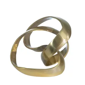 212 MAIN 7 in. Aluminum Metal Knot Sculpture, Gold Decor Piece for Indoor Table Artistic Display, Collectible Cultural Art Item, Table Decor, Coffee Table Decor
