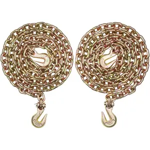 VEVOR G80 Transport Binder Chain, 3/8x 10.3' 2-Pack Tow Chain with Clevis Grab Hooks, 7100 lbs Safe Working Load, Heavy Duty Logging Chain for Transporting Towing Truck Tie Down Binding Equipment