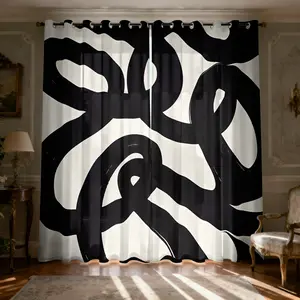 Abstract Stripe Sheer Curtains 84 Inch Length 2 Panels , Modern Light Luxury Style Patterned Semi Sheer Light Filtering Curtains for Living Room Dining Room, Grommet Modern Plant Window Drapes