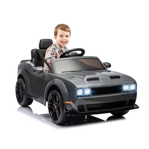 GARVEE 12V Licensed Dodge Challenger Electric Ride-On Car with Remote Control, LED Headlights, Battery Display, and Music Features for an Exciting Driving Experience