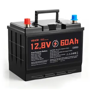 VEVOR 12V 60Ah Dual Purpose LiFePO4 Lithium Battery, 800 CCA Group 24, Lithium-ion Starter Battery Plus Deep Cycle, Built-in Smart BMS, Car Start-Stop, for Automotive, Trolling Motor, Engine Starting