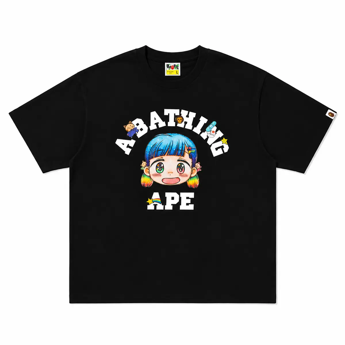BAPE X MR. COLLEGE TEE BLACK