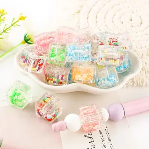 17mm Square Acrylic Beads, 8 Counts/set Colorful Beads for DIY Pen Decoration, DIY Jewelry Making Supplies for Bracelet Necklace Keychain, DIY Mix Beads