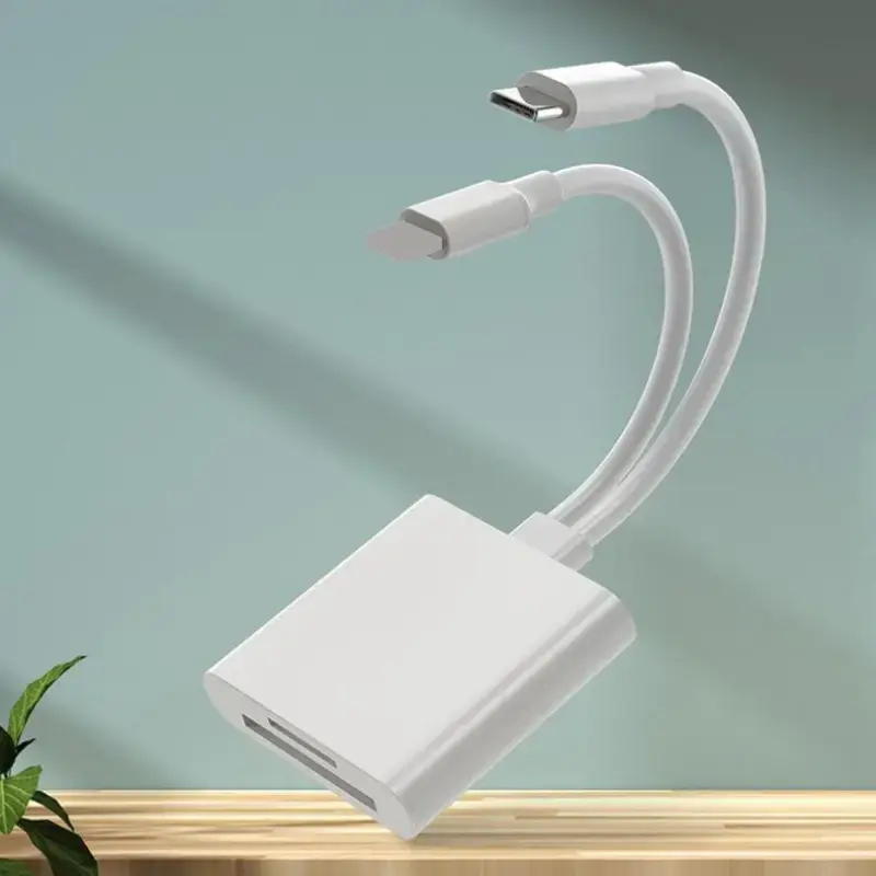 Multifunction Dual-Interface USB Card Reader for Camera & iPhone, Supports USB A, SD/TF Cards & Various Sizes, Compact Portable Computers & Office Accessory