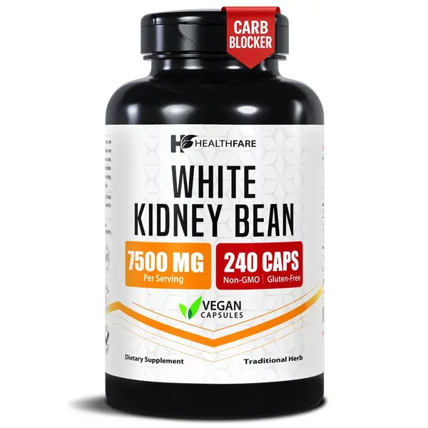 HealthFare White Kidney Bean Extract 7,500 mg | 240 Capsules Pure Carb Blocker