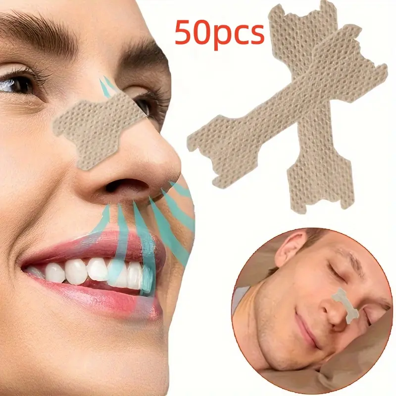 50pcs Anti-Snoring Nasal Strips, Nose Patches, No Scent Sleep Aid, Battery-Free Comfortable Gentle Night Snore Relief, Mixed Color Soft Material Nose Plugs