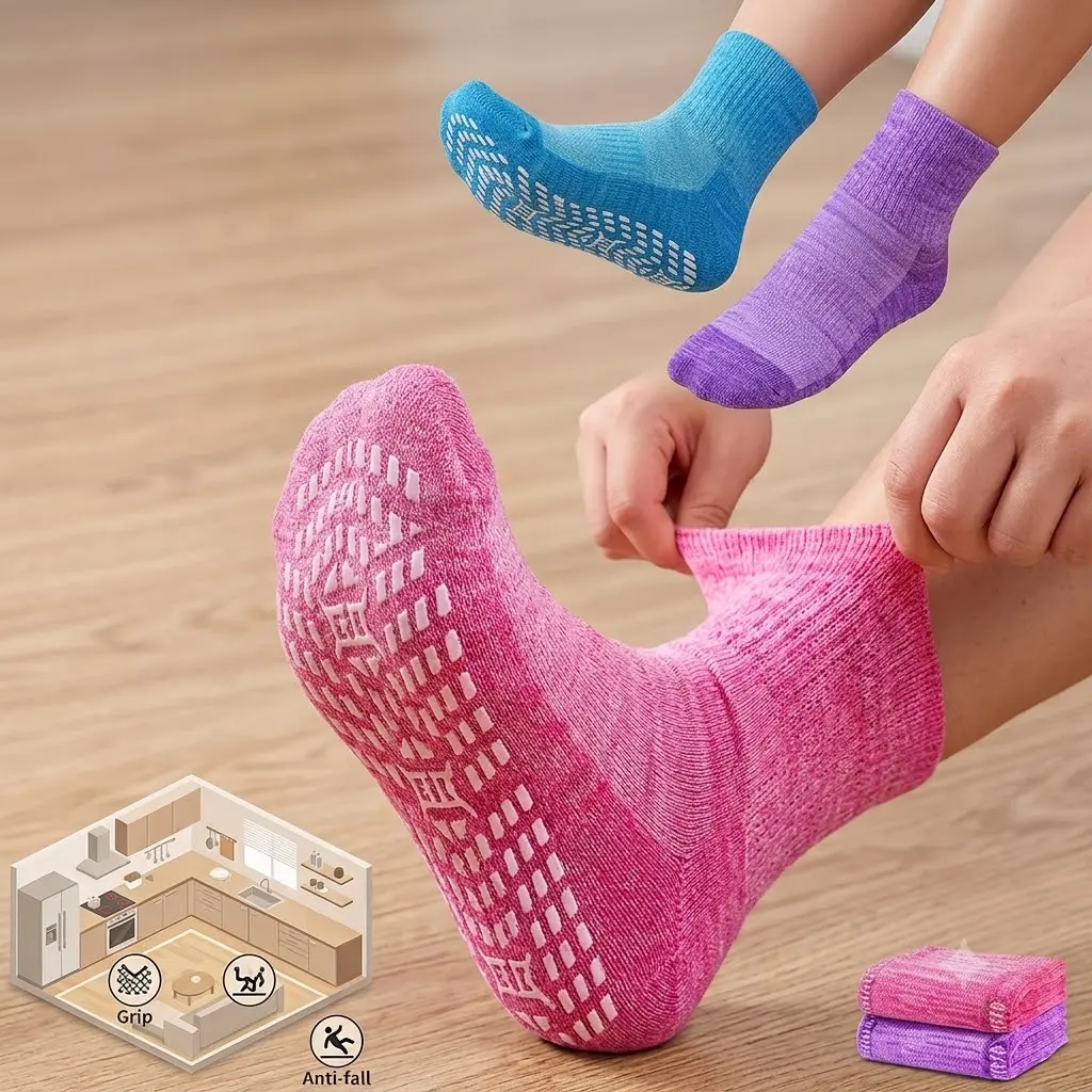 No-Show Socks for Women, 4 Pairs Breathable Bamboo Viscose with Cushioned Sole, Seamless Loose Fit with Anti-Slip Grip