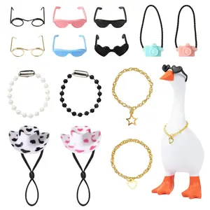14pcs Mini Goose Clothes Costume Accessories for 7in Desk Geese with Accessories Fun Clothes Costume Set for Magnetic Table Geese Statue Deco