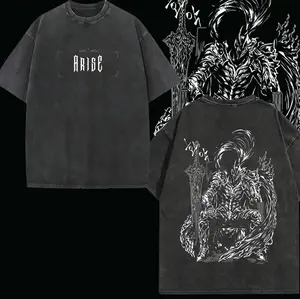 Igris Solo Leveling Vintage Washed Oversized T-Shirt – Dark Anime Graphic Tee, Anime Streetwear Unisex Shirt