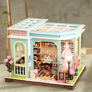 1pc, Tailor Shop, Miniature Model House, Creative Birthday Gift Handmade, DIY Model House, Building Model Decoration, Suitable For Home Decoration