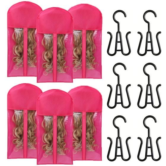 6/12 Pcs Wig Storage Bags with Hangers & Tags, Dust-Proof Organizer for Multiple Wigs, Hair Extensions & Accessories, Ideal for Home, Travel & Closet Storage