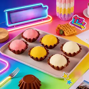 Love homemade cute desserts?Grab these 100 Pcs flared brown baking cups now!Reliable oil-proof coated paper muffin liners fit standard molds perfectly, easy to use, non-stick and durable for cream rolls, cupcakes and daily baking