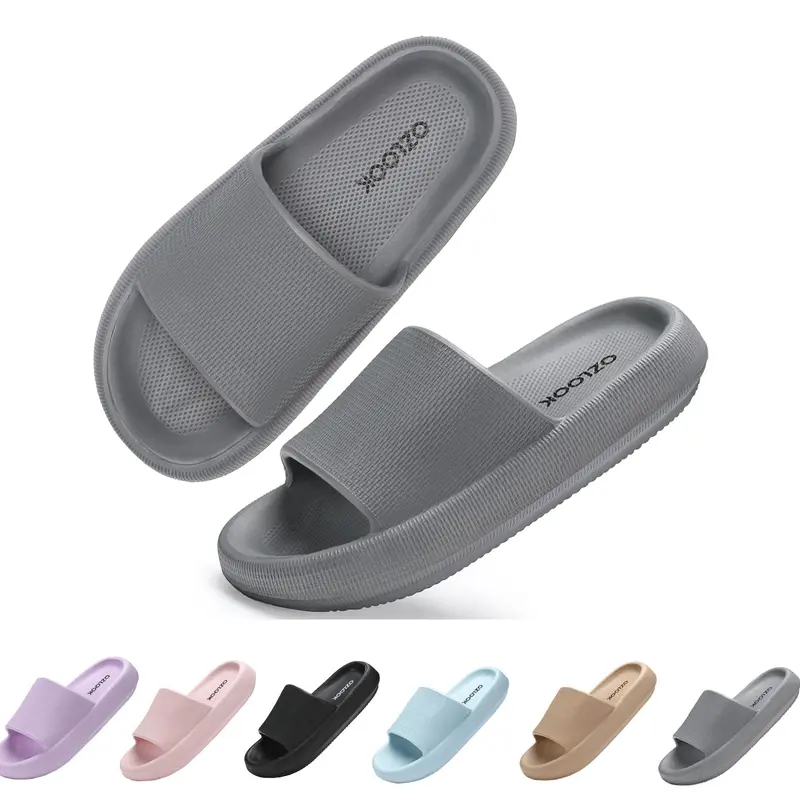 Unisex Minimalist Casual Slip-On Sports Slides - Thick EVA Foam Cushioned Footwear with Non-Slip Sole, Sporty Chic Spa Shoes for Versatile Indoor/Outdoor Use (Note: Runs small, size up 1 for perfect fit)