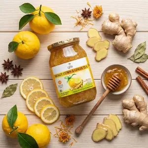 Balance Grow Honey Citron & Ginger Tea – Citrus Ginger Honey Concentrate with Vitamin C, Traditional Style Tea Spread, 20.46 oz (1.28 lbs) Sweet Flavor Flavor