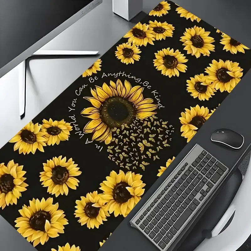 Sunflower Pattern Office Desk Mat, Rectangle Gaming Mouse Pad, Non-Slip Rubber Pad, Multi-size Mouse Pad Suitable for Laptop, Desktop Computer Games, Work, Family, Desk Accessories, Office Supplies