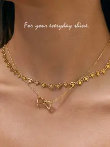 Zircon Titanium Steel Necklace Set, Chain Print Design, Casual Style, All Seasons, Choking Hazard Warning, Perfect Gift for Women