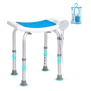 VEVOR Shower Chair, Adjustable Height Shower Stool with Built-in Handles, Shower Seat for Inside Shower or Tub, Non-Slip Bench Bathtub Stool Seat for Elderly Disabled Handicap, 158.8 kg CapacityVEVOR Super Brand Day
