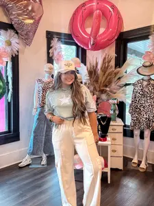 Cream Cargo Pocket High Waist Sweatpants