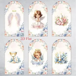 15-day 2D Flat Delivery Angel Wings Floral Arch Backdrop Cover for Memorial and Baby Shower