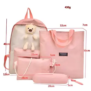 Backpack, back to school bundle ! Canvas, pink, brushes, gift bear, school, high school, college.