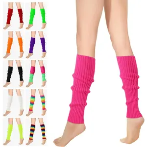 80s 90s Leg Warmers for Women, Neon Ribbed Leg Socks, Stylish Accessories for Inspired Outfits for Yoga, Running, Hiking