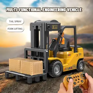1:24 Remote Control Engineering Crane, Lights Music Spray, Forward Backward, Left Right, Up Down, Includes Batteries, Kids Toy, Boy Gift