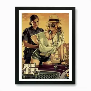 Grand Theft Auto Vintage Poster, GTA City Scene Wall Art, Retro Gaming Decor Print, Bedroom Setup Gift for Boyfriend
